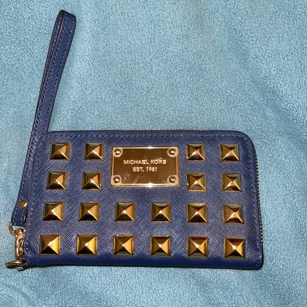 Michael Kors Navy Zip Around Small Wallet/Wristlet